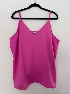 Bright Pink V-Neck Spaghetti Strap Women's Top
